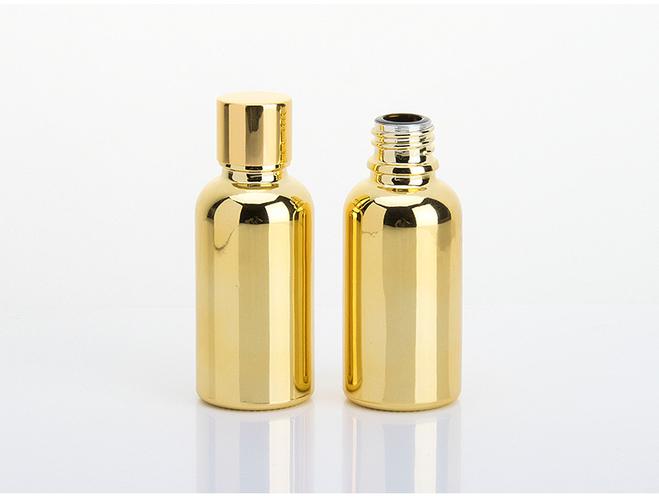 广州誉塑包装厂家直销化妆品玻璃瓶电镀金色精油瓶精华原液瓶子